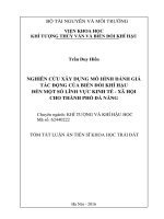 Nghiên cứu xây dựng mô hình đánh giá tác động của biến đổi khí hậu đến một số lĩnh vực kinh tế xã hội cho thành phố Đà Nẵng (tt)