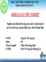 Nghiên cứu liên kết trong sản xuất và tiêu thụ ớt tại xã liên lộc, huyện hậu lộc, tỉnh thanh hóa 