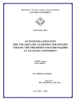 An investigation into the vocabulary learning strategies used by the freshmen english majors at an giang university 