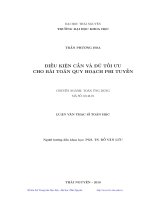 Điều kiện cần và đủ tối ưu cho bài toán quy hoạch phi tuyến