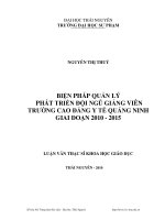 Biện pháp quản lý phát triển đội ngũ Giảng viên trường Cao đẳng Y tế Quảng Ninh giai đoạn 2010 - 2015
