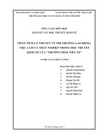 phân tích lý thuyết về thị trường lao động, việc làm và thất nghiệp trong học thuyết kinh tế của trường phái tiền tệ 