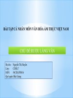 VĂN HÓA ẨM THỰC VIỆT NAM: RƯỢU LÀNG VÂN