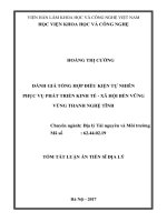 Đánh giá tổng hợp điều kiện tự nhiên phục vụ phát triển kinh tế   xã hội bền vững vùng thanh nghệ tĩnh (tt) 
