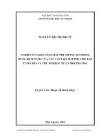 Nghiên cứu khả năng hấp phụ metyl đỏ trong dung dịch nước của các vật liệu hấp phụ chế tạo từ bã mía và thử nghiệm xử lý môi trường