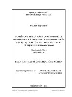 Nghiên cứu sự lưu hành của Salmonella typhimurium và Salmonella enteritidis trên đàn vịt tại hai tỉnh Bắc Ninh, Bắc Giang và biện pháp phòng chống