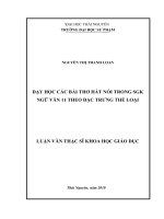Dạy học các bài thơ hát nói trong sách giáo khoa Ngữ văn 11 theo đặc trưng thể loại