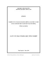Nghiên cứu sử dụng bã dong riềng làm thức ăn bổ sung nuôi bò thịt tạ i huyện Nguyên Bình, tỉnh Cao Bằng