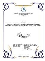 khảo sát nhân tố ảnh hưởng đến hệ thống kiểm soát nội bộ trong hoạt động tín dụng tại agribank