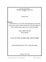 Ảnh hưởng của các mức phân đạm khác nhau đến năng suất, chất lượng cỏ Stylo và sử dụng bột cỏ Stylo trong khẩu phần ăn của dê nuôi thịt
