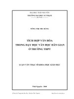 Tích hợp văn hóa trong dạy học văn học dân gian ở trường Trung học Phổ thông