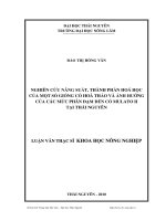 Nghiên cứu năng suất, thành phần hoá học của một số giống cỏ hoà thảo và ảnh hưởng của các mức phân bón đạm đến cỏ Mulato II tại Thái Nguyên