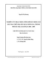 Nghiên cứu hoạt động môi giới bất động sản trên địa bàn quận Đống Đa, thành phố Hà Nội, giai đoạn 2006-2009