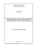 Đánh giá năng suất, chất lượng và khả năng khai thác hai loài cỏ có nguồn gốc tự nhiên tại huyện Yên Sơn tỉnh Tuyên Quang
