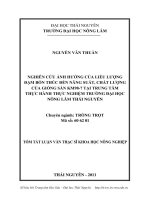 Nghiên cứu ảnh hưởng của liều lượng đạm bón thúc đến năng suất, chất lượng của giống sắn KM98-7 tại trung tâm thực hành thực nghiệm trường ĐH Nông lâm Thái Nguyên