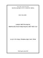 Logic mờ ứng dụng trong bài toán nhận dạng chữ viết tay 