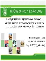 TRUYỀN THÔNG GIÁO DỤC SỨC KHỎE VÀ TƯ VẤN CỘNG ĐỒNG VỀ BONG GÂN, TRẬT KHỚP