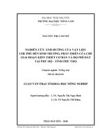 Nghiên cứu ảnh hưởng của vật liệu che phủ đến sinh trưởng, phát triển của chè giai đoạn kiến thiết cơ bản và độ phì đất tại Phú Hộ - tỉnh Phú Th