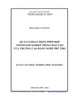 Quản lý hoạt động phối hợp với doanh nghiệp trong đào tạo của trường cao đẳng nghề Phú Thọ