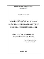 Nghiên cứu xử lý nitơ trong nước thải sinh hoạt bằng thiết bị S46 của hãng SludgeHammer (LV tốt nghiệp)
