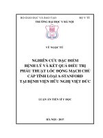 Nghiên cứu đặc điểm bệnh lý và kết quả điều trị phẫu thuật lóc động mạch chủ cấp tính loại a–stanford tại bệnh viện hữu nghị việt đức 