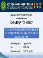 sự tham gia của phụ nữ trong thu gom rác thải tại phường khắc niệm, thành phố bắc ninh, tỉnh bắc ninh 