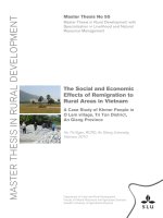 The social and economic effects of remigration to rural areas in vietnam a case study of khmer people in o lam village, tri ton district, an giang province 