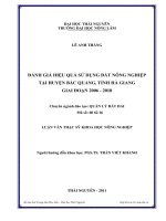 Đánh giá hiệu quả sử dụng đất nông nghiệp tại huyện Bắc Quang, tỉnh Hà Giang giai đoạn 2006-2010