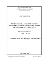 Nghiên cứu khả năng sinh trưởng và phát triển của một số giống đậu tương, tại huyện Bắc Hà tỉnh Lào Cai