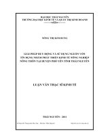Giải pháp huy động và sử dụng nguồn vốn tín dụng nhằm phát triển Kinh tế nông nghiệp nông thôn tại huyện Phổ Yên tỉnh Thái Nguyên