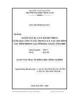 Giám sát sự lưu hành virus cúm gia cầm và tác dụng của vắc xin H5N1 trên gia cầm sau tiêm phòng tại tỉnh Bắc Giang năm 2009