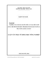 Nghiên cứu sử dụng nguồn thức ăn tại chỗ có bổ sung chế phẩm sinh học Pharselenzym chăn nuôi gà thả vườn tại Bắc Giang