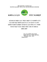 đánh giá hiệu lực thực hiện và nghiên cứu cải tiến hệ thống quản lý an toàn và sức khỏe nghề nghiệp áp dụng tại công ty TNHH TOYOTA việt nam theo tiêu chuẩn OHSAS 18001 2007