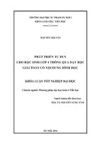 Phát triển tư duy cho học sinh lớp 4 thông qua dạy học giải toán có nội dung hình học (LV tốt nghiệp)