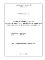 Kiểm soát hành vi lạm dụng của doanh nghiệp có vị trí thống lĩnh thị trường theo pháp luật cạnh tranh Việt Nam hiện nay