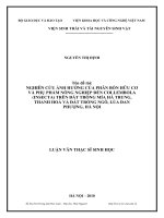 Nghiên cứu ảnh hưởng của phân bón hữu cơ và phụ phẩm nông nghiệp đến Collembola (Insecta) trên đất trồng mía Hà Trung, Thanh Hóa và đất trồng ngô, lúa Đan Phượng, Hà Nội