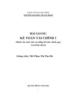 Bài giảng Kế toán tài chính 1
