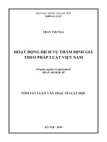 Hoạt động dịch vụ thẩm định giá theo pháp luật Việt Nam