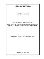 Biện pháp phát huy vai trò của Giáo viên chủ nhiệm trong quá trình giáo dục đạo đức cho học sinh Trung học phổ thông