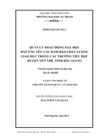 Quản lý hoạt động dạy học đáp ứng yêu cầu đảm bảo chất lượng giáo dục ở các trường tiểu học huyện Yên Thế, tỉnh Bắc Giang