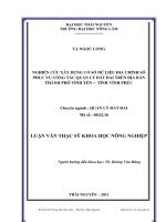 Nghiên cứu xây dựng cơ sở dữ liệu địa chính số phục vụ công tác quản lý đất đai trên địa bàn thành phố Vĩnh Yên - tỉnh Vĩnh Phúc