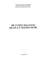 Đề cương bài giảng quản lý nguồn nước 