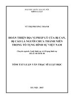 Hoàn thiện địa vị pháp lí của bị can, bị cáo là người chưa thành niên trong tố tụng hình sự Việt Nam