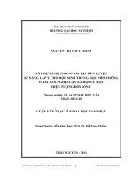 Xây dựng hệ thống bài tập rèn luyện kĩ năng lập ý cho học sinh trung học phổ thông ở bài văn nghị luận xã hội