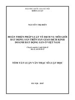Hoàn thiện pháp luật về dịch vụ môi giới bất động sản trên sàn giao dịch kinh doanh bất động sản ở Việt Nam