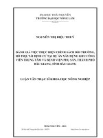 Đánh giá việc thực hiện chính sách bồi thường, hỗ trợ, tái định cư tại dự án xây dựng khu Công viên trung tâm và bệnh viện phụ sản, thành phố Bắc Giang, tỉnh Bắc Giang