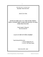Đánh giá hiệu quả của một số hệ thống Nông lâm kết hợp tại địa bàn huyện Võ Nhai tỉnh Thái Nguyên