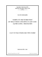 Nghiên cứu một số biện pháp kỹ thuật thâm canh giống lúa JO2 và ĐS1 tại Phú Lương Thái Nguyên.