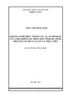 Kháng nghị phúc thẩm các vụ án hình sự của viện kiểm sát nhân dân tỉnh Hà Tĩnh, một số vấn đề lý luận và thực tiễn