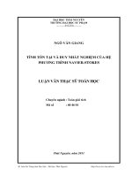 Tính tồn tại và duy nhất nghiệm của hệ phương trình Navier-Stokes